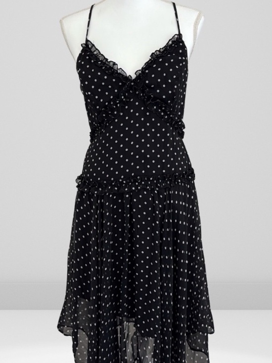 Storia Dresses & Skirts - Storia Black and White Polka Dot Asymmetrical Slip Dress